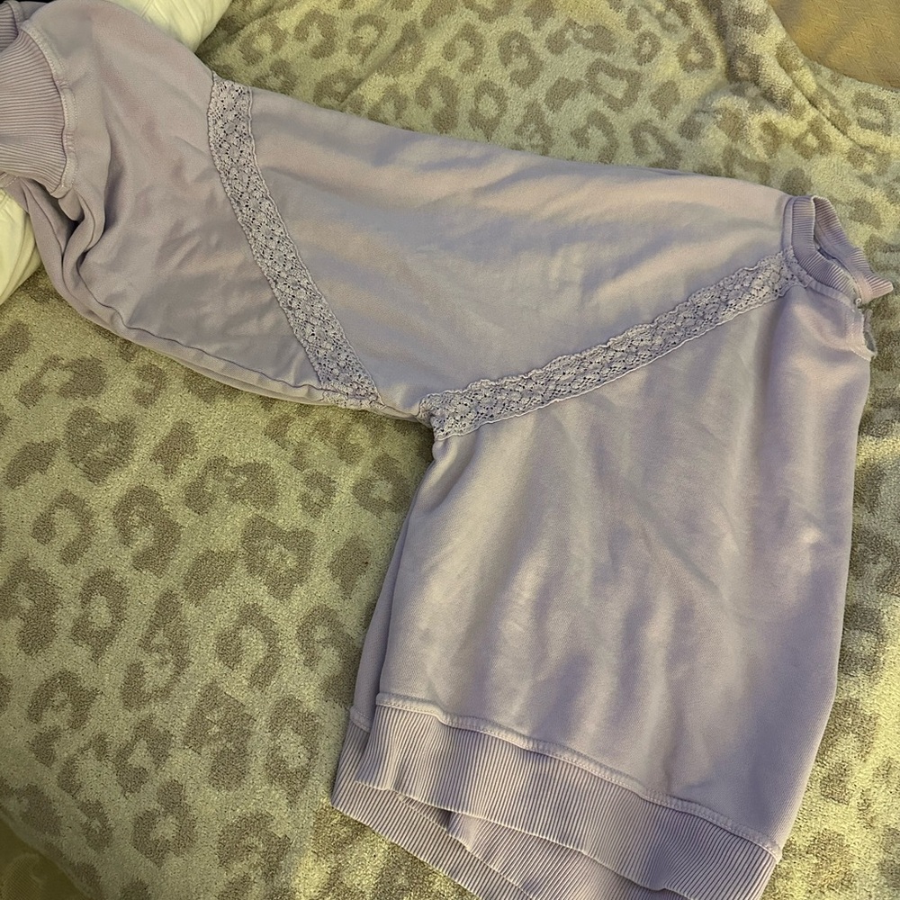 Aerie Lavender Sweatshirt with Lace Detail - Picture 2 of 2